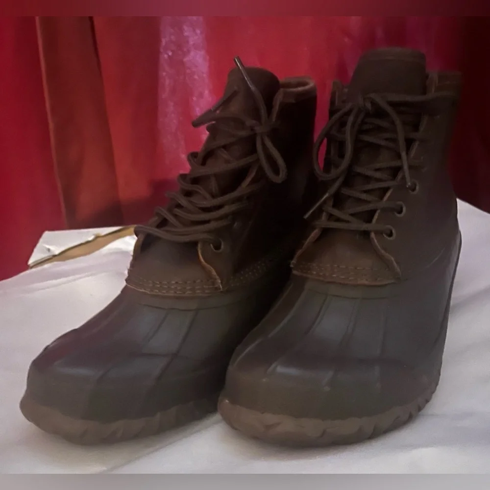 New Men's Heritage duck boots in tumbled leather For Dark Earth Multi, Size 10